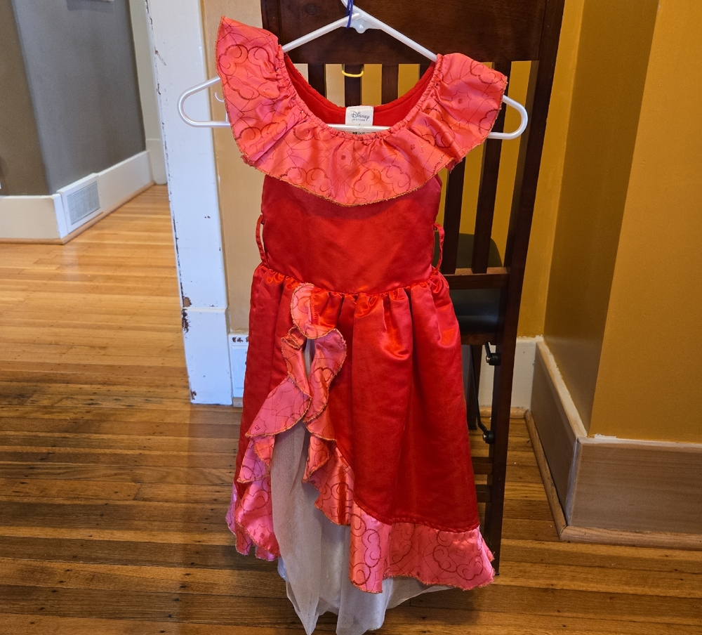 Disney Coral Red Ruffle Princess Dress